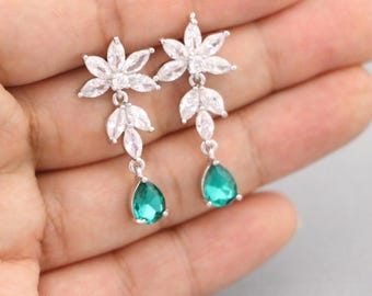 wedding chandelier earrings Something Blue Earrings Blue Teardrops earrings Art Deco blue sapphire bridal earrings Royal blue dangle earring