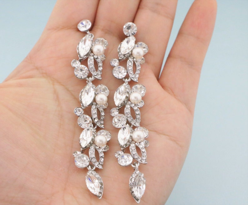 wedding earrings pearl gold Bridal earrings drop wedding jewlery brides Long Wedding earrings Pearl drop earrings Bridesmaid earrings Boho