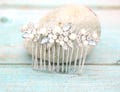 something blue hair comb wedding hair comb gold veil comb side bridal headpiece Blue hair jewelry Bridal hair comb Swarovski pearl hair comb