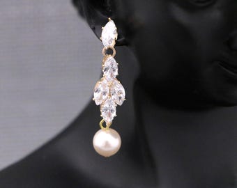 Bridal Jewelry Bridesmaids Earrings Crystal Drop Earrings Silver bridal earrings drop Pearl Wedding earrings Wedding jewelry Crystal earring