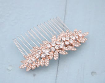 Wedding Rose Gold Hair Comb Crystal and Gold Hair Accessories Wedding Hair Accessories for Bun Silver Wedding hair comb Bridal hair jewelry