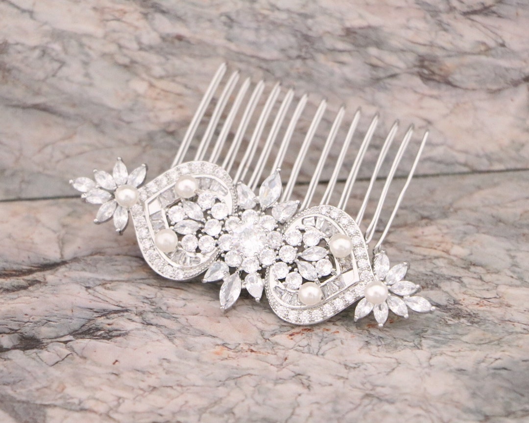 Wedding Hair Piece Comb Silver Wedding Hair Comb Side Bridal Headpiece