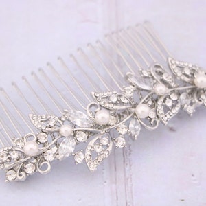 sparkle hair comb wedding hair piece pearl Bride Gold Floral Hair Comb Rose gold Bridal hair comb Side bridal headpiece Wedding hair clip