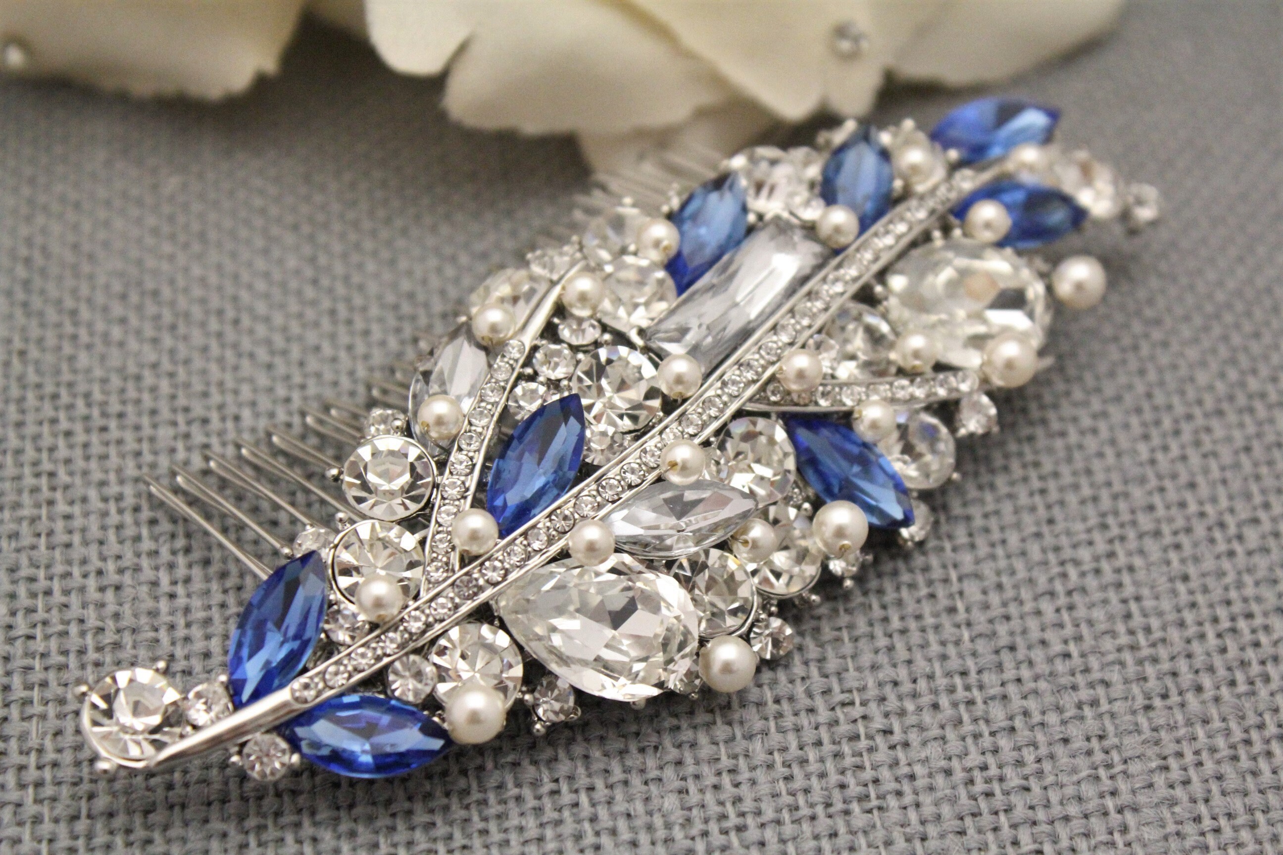 Bridal Hair Comb Royal Blue Hair Pin Something Blue Wedding