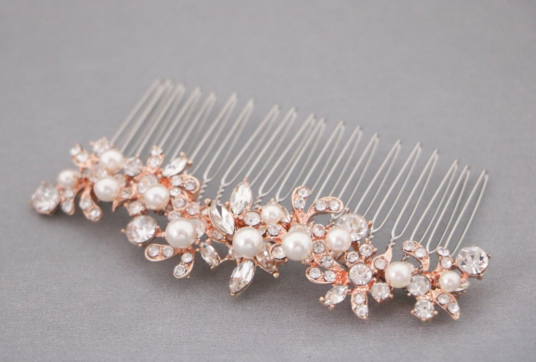 Wedding Hair Comb Gold Leaf Sparkle Hair Comb Bridal Hair Etsy