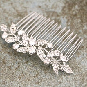 Silver Wedding hair comb Rhinestone hair piece Gold veil comb Wedding