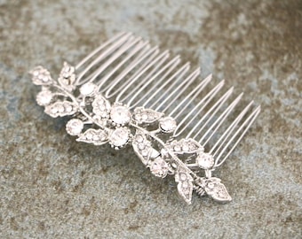 Silver Wedding hair comb Rhinestone hair piece Gold veil comb Wedding
