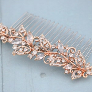 Boho Wedding hair comb Rose gold hair comb Wedding Bridal hair comb Crystal Hair Piece Wedding hair accessories Rose gold hair piece Crystal image 3