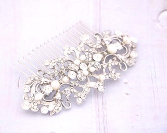Rhinestone Wedding comb Silver Wedding hair clip Crystal hair comb