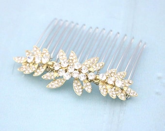 Gold Wedding comb Side Bridal hair comb updo Rose gold Wedding hair comb Rhinestone Wedding hair jewelry Bridal hair accessories for bun