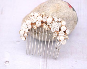 Pearl Hair comb Wedding hair clip Gold Bridal hair comb Wedding hair jewelry mother of pearl hair comb Bridal hair clip Crystal Bridal comb