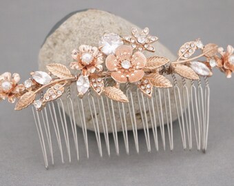 bridal hair comb updo Pearl Comb Hairpiece Wedding Crystal Hair Piece Wedding hair accessories for bun Wedding hair jewelry Bridal comb Gold