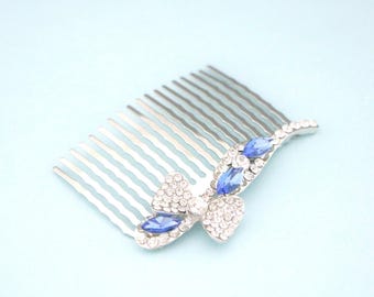 Wedding Hair Comb: Sapphire Crystal Bridal Accessory Silver Bridal headpiece Bridal hair accessories Navy blue Wedding hair clip Bridal comb