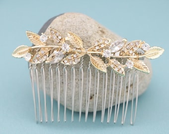 bridal hair comb updo Rose Gold Bridal Headpieces Gold Wedding Hair Accessories for Bun Wedding hair piece Wedding hair comb Side hair piece