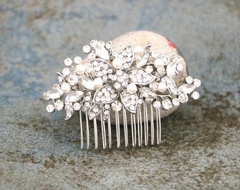 Rose Gold Blue Crystal Bridal Hair Comb, Sapphire Wedding Headpiece Accessory Silver Wedding hair clip Light Sapphire Wedding hair comb Side