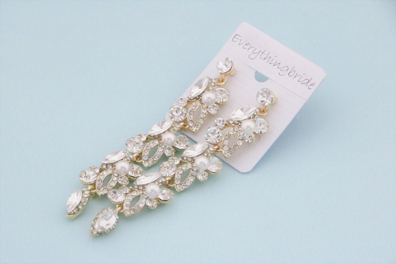 wedding earrings pearl gold Bridal earrings drop wedding jewlery brides Long Wedding earrings Pearl drop earrings Bridesmaid earrings Boho