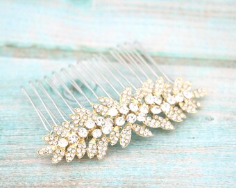 Bridal hair clip Gold veil clip Wedding hair comb Side Bridal headpiece Wedding hair accessories for bun Bridal hair piece Bridal hair comb