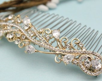 wedding hair comb rose gold Wedding hair piece Gold Wedding comb Rhinestone hair pins Bridal hair comb Vintage style Bridal comb Prom hair