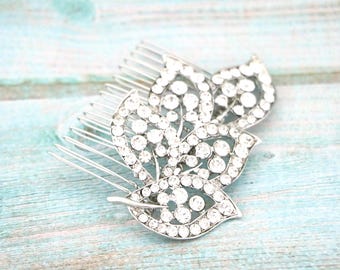 Bridal hair accessories for bun Wedding hair comb Crystal hair piece Wedding hair bling Silver Bridal hair comb Rhinestone Bridal comb Side