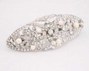 Pearl Crystal Bridal Hair Pieces Crystal and Pearl Bridal Comb Wedding hair comb Side bridal headpiece Wedding hair accessories for bun Clip