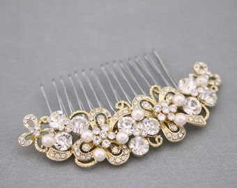 Pearl drop Wedding earrings Bridal hair comb Gold veil comb Wedding hair accessories Wedding hair piece Rose gold Bridal comb Bridal earring