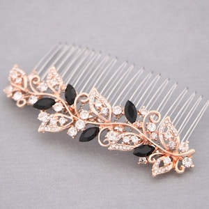 Black Wedding hair comb Rose gold Bridal hair piece Wedding comb in Side bridal headpiece Blue Wedding hair piece Bridal hair comb Hair clip