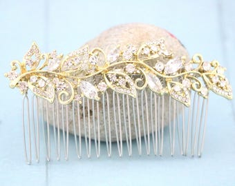 Silver,Gold or Rose gold Wedding hair comb Bridal hair clip Wedding hair jewelry Bridal hair bling Wedding headpiece Side Bridal hair comb