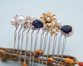 crystal hair piece bridal comb hairpiece bohemian ruby hair jewelry Navy blue Wedding hair comb Bridal hair jewelry Pink Wedding comb Bridal