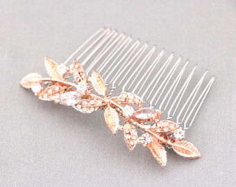 Rose gold Rhinestone hair comb Wedding hair accessories Bridal hair jewelry Wedding headpiece Bridal hair clip Wedding comb Crystal hair pin