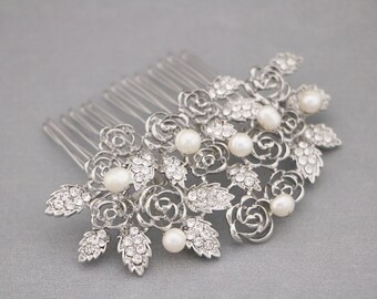 Bridal hair comb for updo Side bridal headpiece Wedding hair accessories Silver Wedding hair comb Bridal hair jewelry Wedding comb Crystal