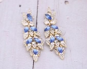 bridal earrings dangle Something Blue Earrings Blue Navy Earrings Dark Blue Earrings Bridesmaids Earrings Royal blue sapphire bridal earring