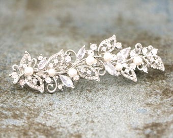 Silver Rhinestone Pearl Wedding Hair Comb Gold Bridal Accessory Crystal hair comb Wedding headpiece Rose gold barrette hair clip Side comb