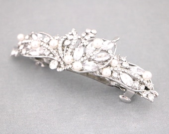 Silver Wedding barrette hair clip Rose gold Wedding hair piece Bridal hair jewelry Wedding veil clip Gold Wedding comb Bridal hair comb Side