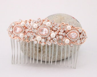 Side haircomb Floral Hair Comb Crystal Bridal Hair Comb Floral Bridal Hair Accessory Pearl Hair Comb Bridal HairPiece Wedding Hair Accessory