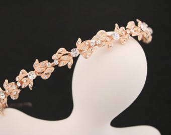 Rose gold Bridal headband Simple Wedding tiara Gold headband Wedding
