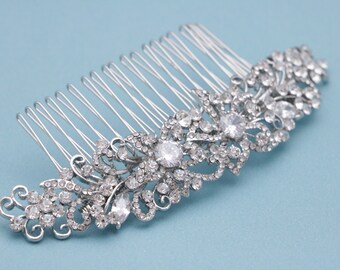 rose gold rhinestone hair comb Gold veol comb Wedding hair comb Side bridal headpiece Wedding hair accessories for bun Wedding hair piece
