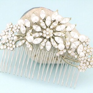 Pearl Wedding hair comb Side Wedding Headpiece Rhinestone Wedding comb Crystal Wedding hair jewelry Gold veil comb Rose gold Bridal haircomb