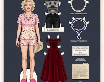Paper Doll Marilyn Monroe - Glamour with intimate, cozy details. Original Art - Download.