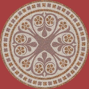 Médaillon rond en mosaïque de marbre fait main - Carrelage floral romain pour entrée et piscine