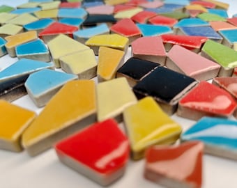 Vibrant Irregular Ceramic Mosaic Tiles | Random Color Mix | DIY Craft & Art Supplies | 150g Packs | 2 Size Options (M/S)