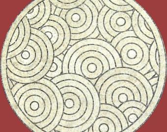 Medaglione rotondo in mosaico di marmo / Piastrella geometrica a spirale con effetto increspatura d'acqua per decorazione di pavimenti e pareti