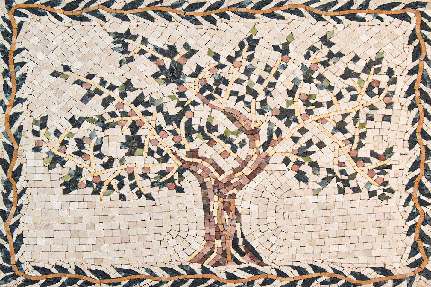 Handmade Marble Mosaic Olive Tree Art | Custom Natural Stone Tree