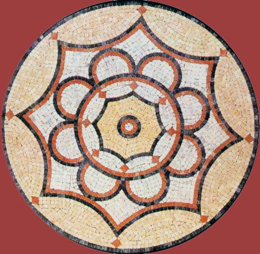 Handcrafted Vintage Geometric Floral Mosaic Art - Intricate Round ...