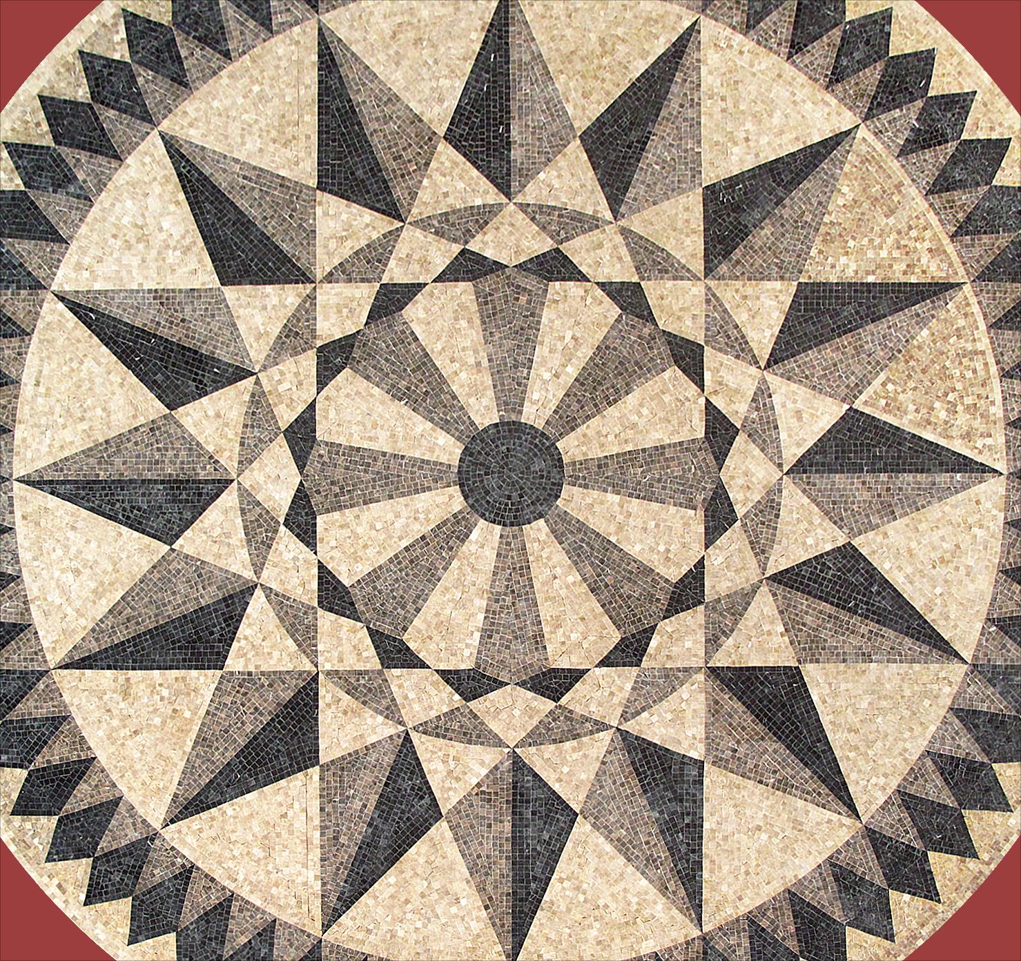 Handcrafted Geometric Star Mosaic Circular Medallion | Stone Art for ...