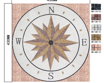 Medaglione a forma di rosa dei venti in mosaico di marmo personalizzabile fatto a mano