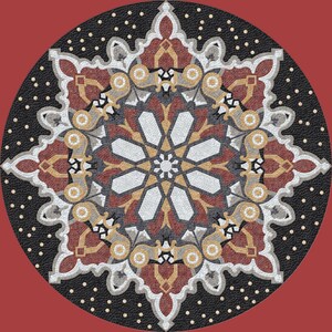 Handcrafted Mandala - Style Mosaic Circular Medallion | Colorful Geometric Floral Stone Art for Floor & Wall