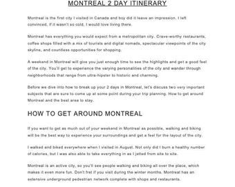 2-Day Montreal, Canada Itinerary | Perfect for First-Time Visitors - PDF Download