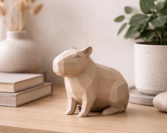Capybara Figurine 3D Printed Modern Animal Decor for Shelf or Desk Minimalist Home Accent