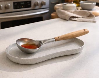 Soporte para cucharas y bandeja para utensilios. Soporte para espátulas de cocina minimalista y moderno para organizar utensilios de cocina en la encimera.