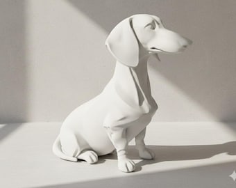 Figura de perro salchicha impresa en 3D - Estatua minimalista de salchicha - Decoración moderna para mascotas